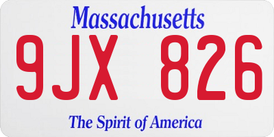 MA license plate 9JX826