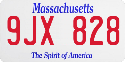 MA license plate 9JX828
