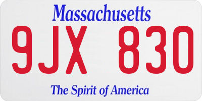 MA license plate 9JX830