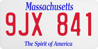 MA license plate 9JX841