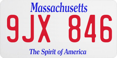 MA license plate 9JX846