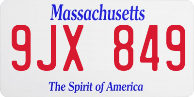 MA license plate 9JX849