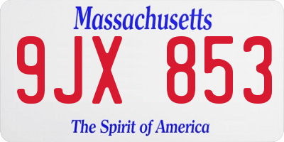 MA license plate 9JX853