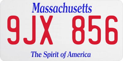 MA license plate 9JX856