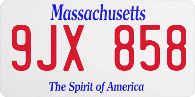 MA license plate 9JX858