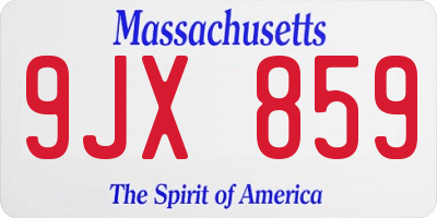 MA license plate 9JX859