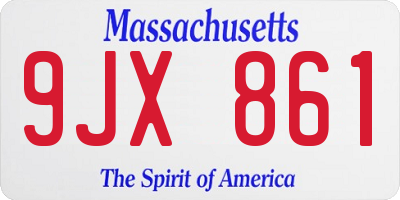 MA license plate 9JX861
