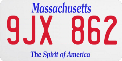 MA license plate 9JX862