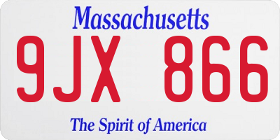 MA license plate 9JX866