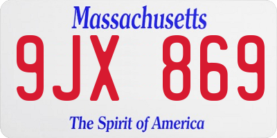 MA license plate 9JX869