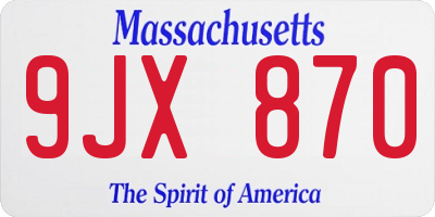 MA license plate 9JX870