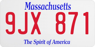 MA license plate 9JX871