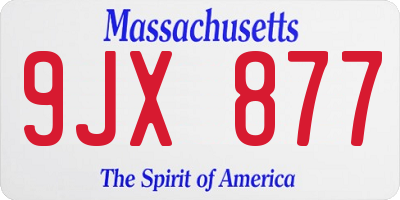 MA license plate 9JX877