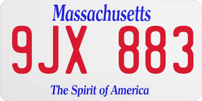 MA license plate 9JX883