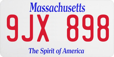 MA license plate 9JX898