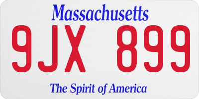 MA license plate 9JX899