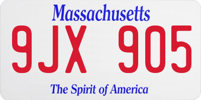 MA license plate 9JX905