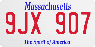 MA license plate 9JX907