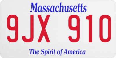 MA license plate 9JX910