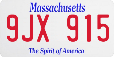 MA license plate 9JX915