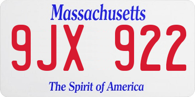 MA license plate 9JX922