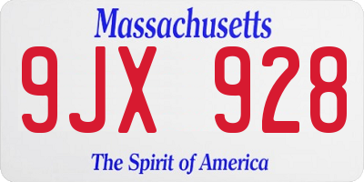 MA license plate 9JX928