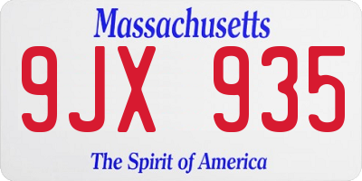 MA license plate 9JX935