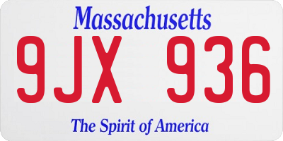 MA license plate 9JX936