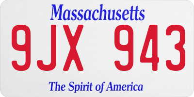 MA license plate 9JX943