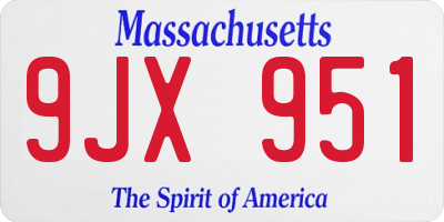 MA license plate 9JX951