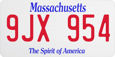 MA license plate 9JX954