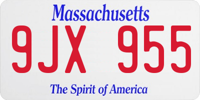 MA license plate 9JX955