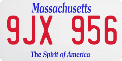 MA license plate 9JX956