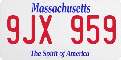 MA license plate 9JX959
