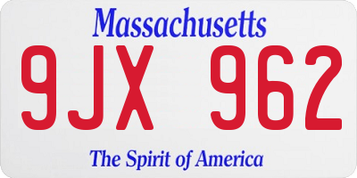 MA license plate 9JX962