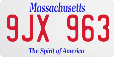 MA license plate 9JX963