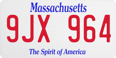 MA license plate 9JX964