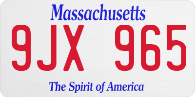 MA license plate 9JX965