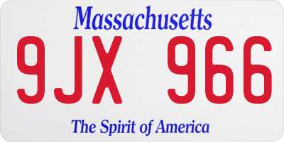 MA license plate 9JX966