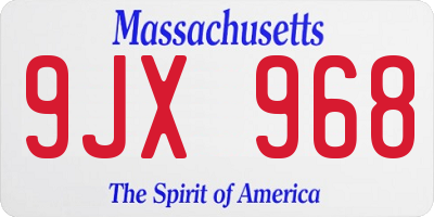 MA license plate 9JX968