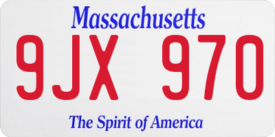 MA license plate 9JX970