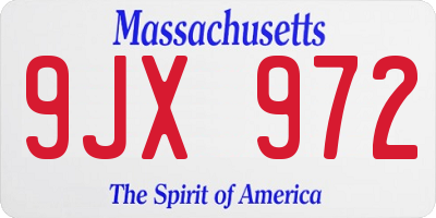 MA license plate 9JX972