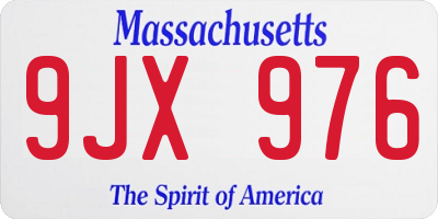 MA license plate 9JX976