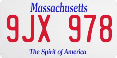 MA license plate 9JX978