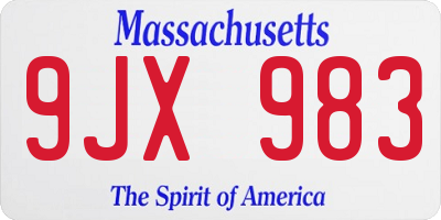 MA license plate 9JX983