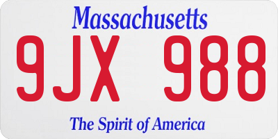MA license plate 9JX988