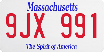 MA license plate 9JX991
