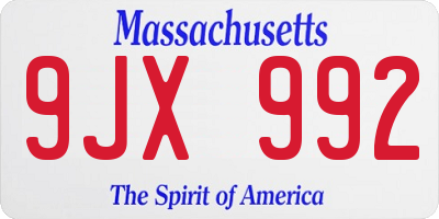 MA license plate 9JX992