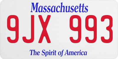 MA license plate 9JX993