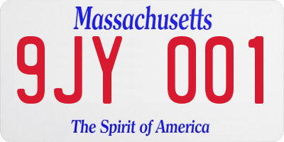 MA license plate 9JY001